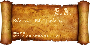 Révai Mátyás névjegykártya